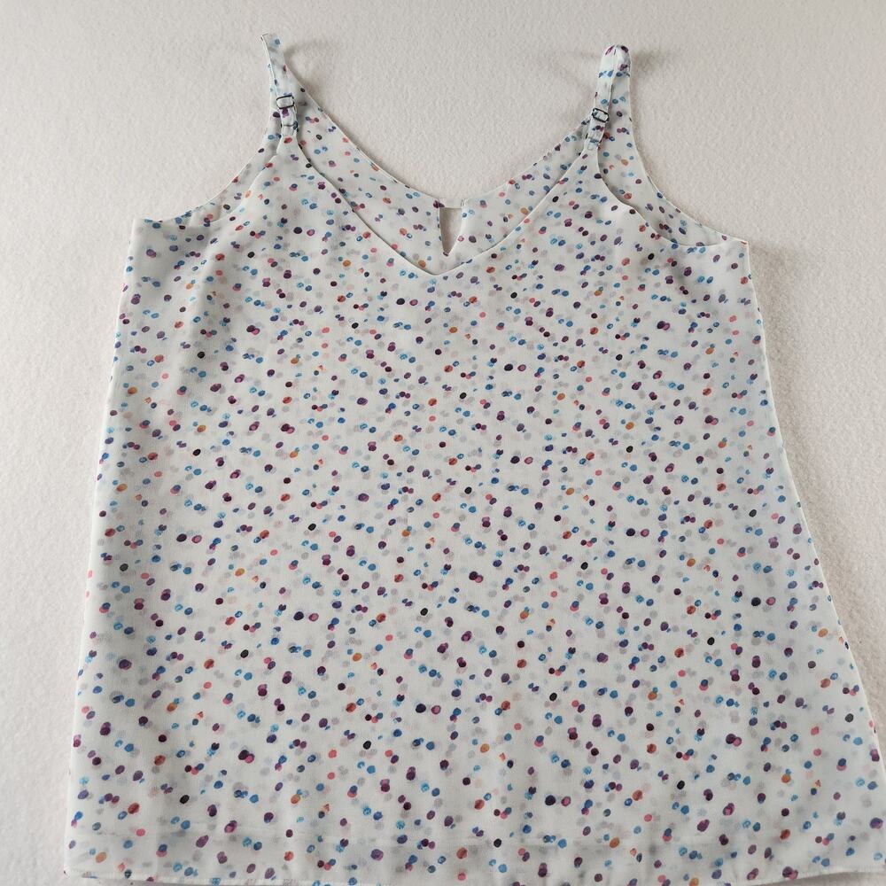 Cabi Confetti Sz M Camisole Vneck Sleeveless Sheer Key-hole Top